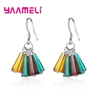 wholesale fashion accessories coloured glaze drop earrings 925 sterling silver glass eardrop ornament women jewelry gift