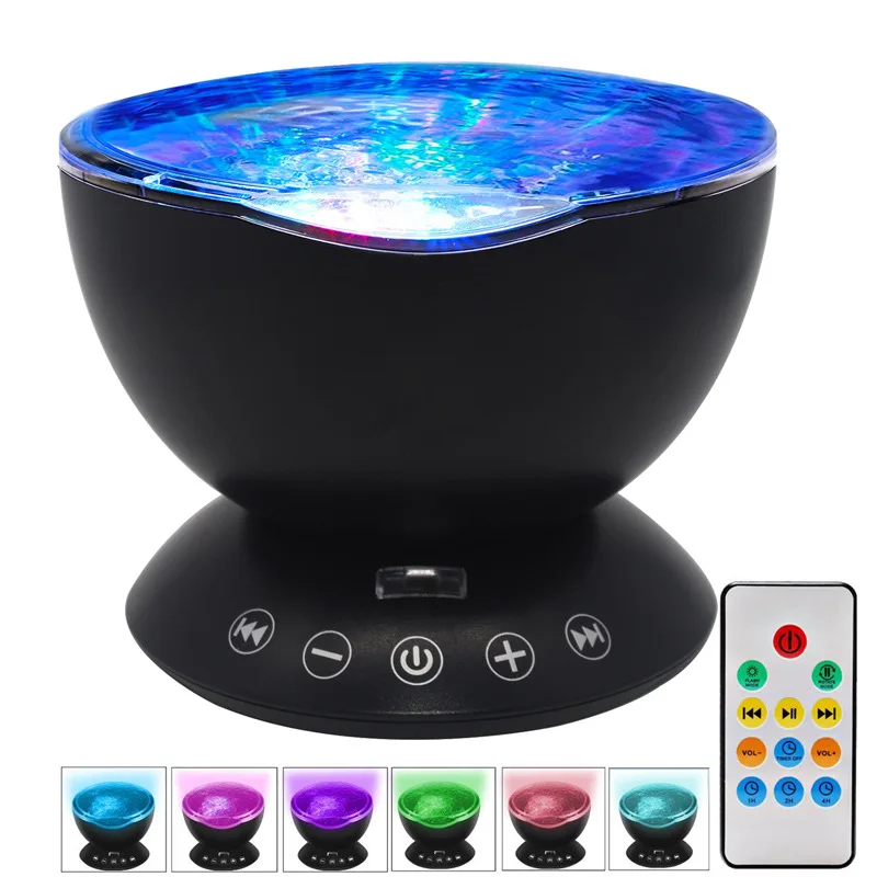 Ocean Wave Night Light Projector Relaxing LED Lamp Music Player Sleep-Inducing Remote Control YO-52 | Лампы и освещение