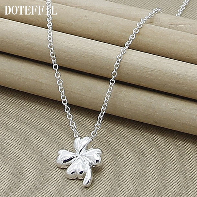 Ожерелье DOTEFFIL с подвеской в виде цветка клевера из стерлингового серебра 925 пробы