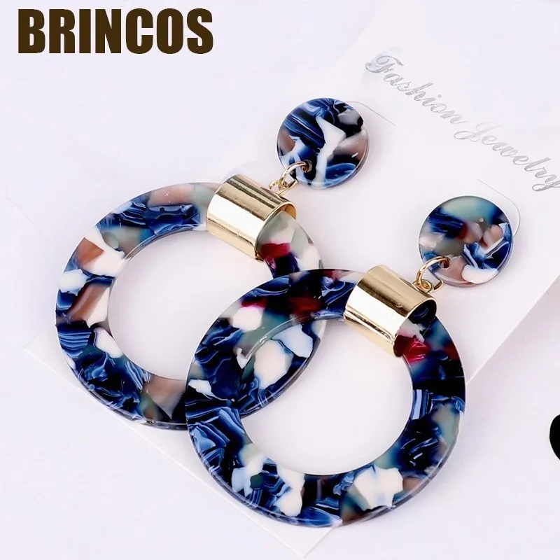 6 Версия handmadeCC сережки blueearringsblueearrings акриловые серьги женские орнаменты богемные золотые осыпающиеся ретро звезды корейские - Окраска металла: 6