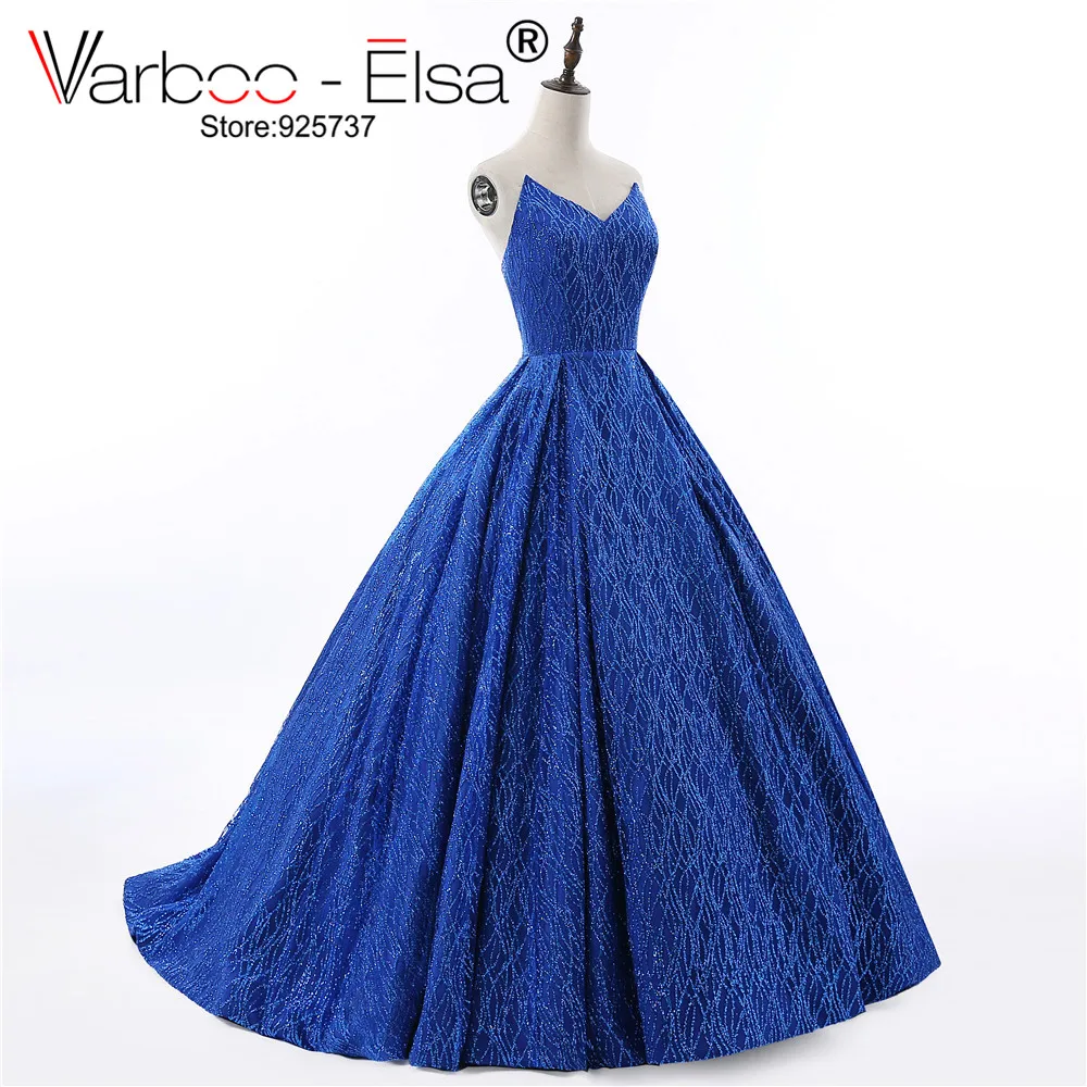 VARBOO_ELSA 2018 роскошное Королевское синее вечернее платье сексуальное с v образным