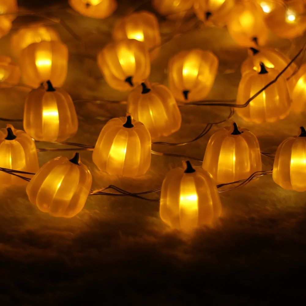 Батарея управляется 3 м 10FT 40LED Pumpkim в форме гирлянды светодиодные огни, Хэллоуин, в закрытом помещении и на открытом воздухе серебряной проволоки гирляндой с пультом дистанционного управления