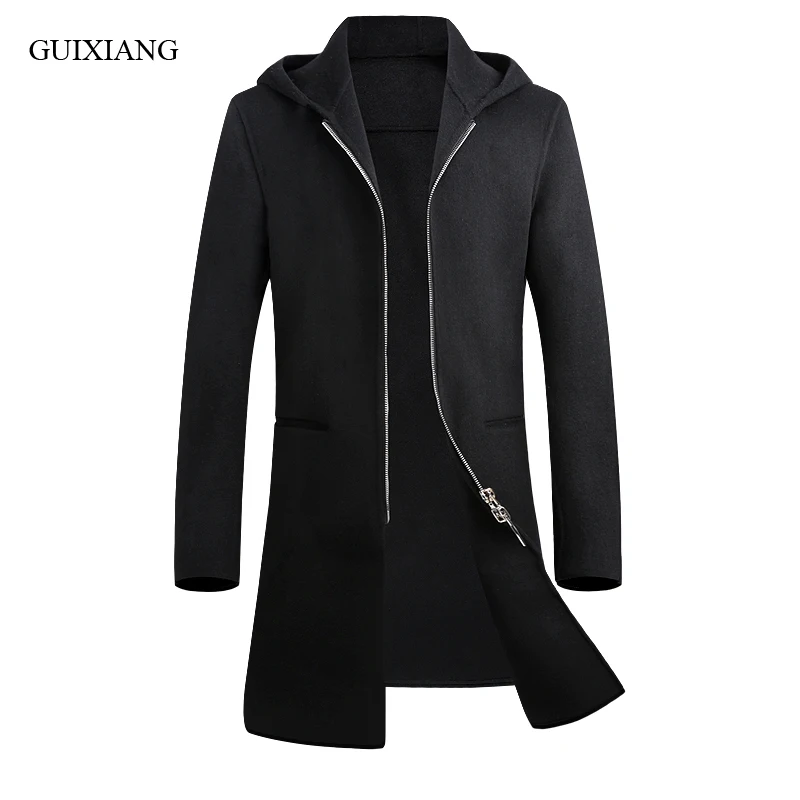 

Новое поступление, стильный мужской бутик, теплое шерстяное пальто, деловой Повседневный тонкий Тренч на молнии, мужское двустороннее шерс...