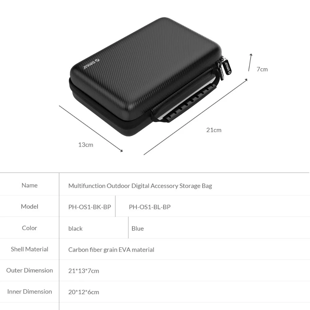 ORICO HDD коробка для хранения EVA водонепроницаемый кабель аксессуары защитный чехол для хранения большая емкость коробка чехол Портативный чехол