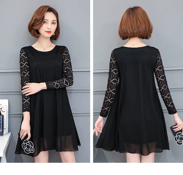 2021 на весну размера плюс для беременных Одежда кружева с длинным рукавом шифон