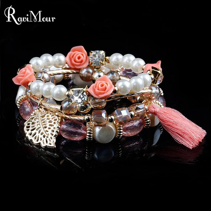 Модные ювелирные изделия RAVIMOUR из искусственного жемчуга многослойные