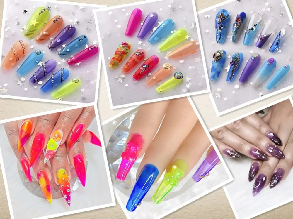Makartt Гель-лак Crystal Rainbow Jelly набор для ногтей 6 шт. Блестящий стойкий замачивающийся УФ светодиодный Гель-лак для отверждения цветной гель