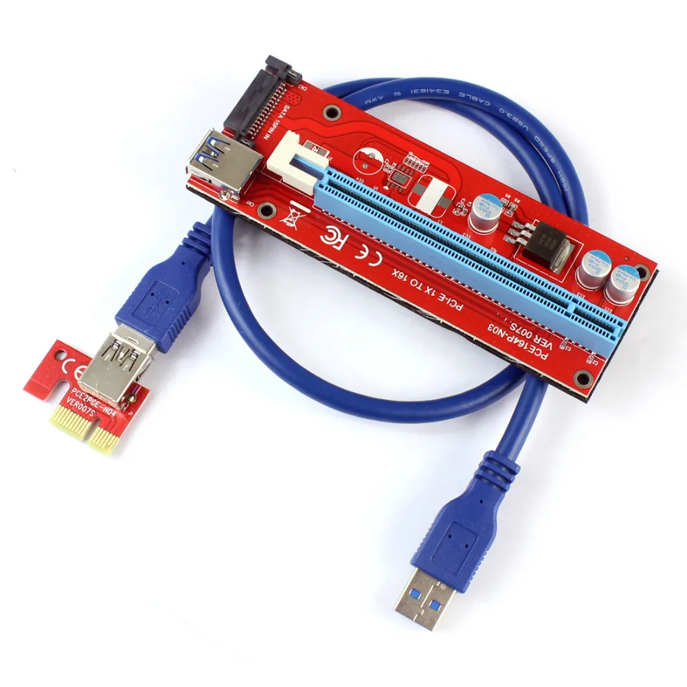 PCIE 1X до 16X Графический удлинитель SATA адаптер питания карта для ETH Bitcoin Mining