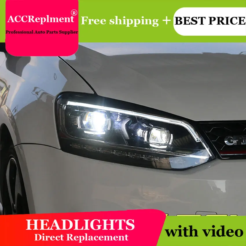 Тюнинг автомобилей для VW polo головной светильник s глаза ангела 2011-2018 светодиодный