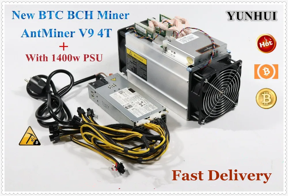 

New Bitmain Asic Miner AntMiner V9 4TH/S Bitcoin Miner (with PSU) BTC BCH Miner Economic Than Atminer S5 S7 S9 S9i S9j T9+