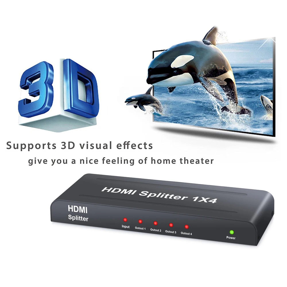 (Отправка от нас) Proster 1X4 HDMI сплиттер Поддержка 3D 1 вход 4 Выход 1080p 1x4 дистрибьюторы
