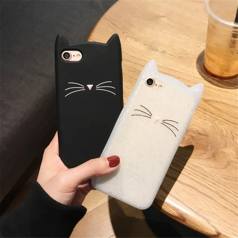 Cat Ears Cartoon Case for iPhone XR Xs MAX X Cover Half Wrapped Girl Style Soft Silicone For 7 8 Plus 6 6s Cases Fashion |