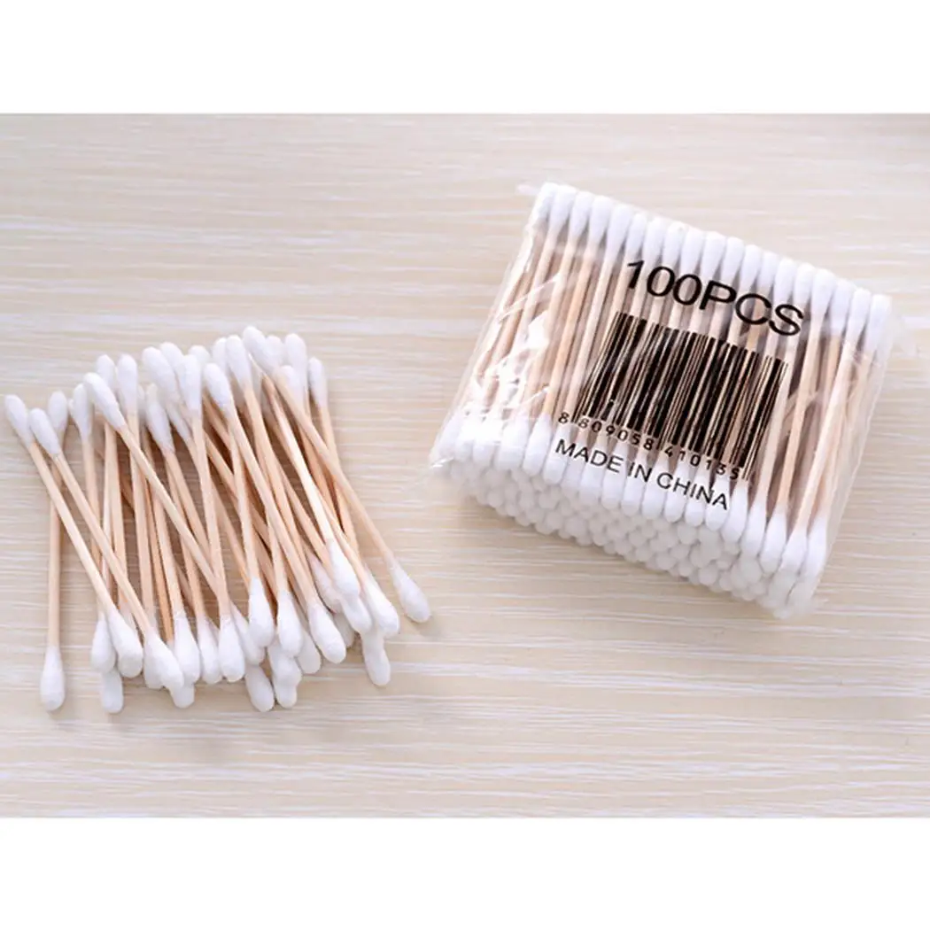 100 шт./упак. ватный тампон с двойной головкой ватные палочки медицинский ушной