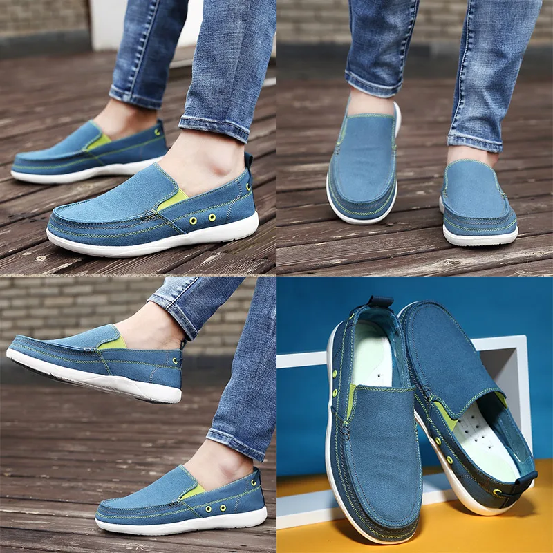 Men's Loafers Casual Canvas Shoes Men Light Summer man Fashion Slip On Moccasin Homme Yellow Blue Grey Size39-44 | Обувь