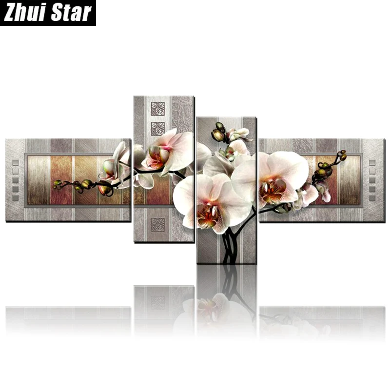 

Zhui Star 5D DIY Full Square Diamond Painting "Orchid Floral" Multi-picture Combination 3D Embroidery Cross Stitch Mosaic Decor