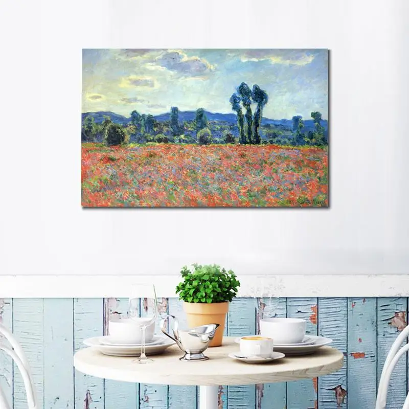 Репродукции картин Клода Моне на холсте Маковое поле в Giverny ручная роспись стены