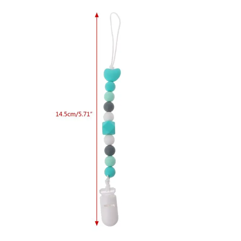 

Baby Teething Pacifier Chain Clips With Silicone Beads Nipples Holder Chew Toys