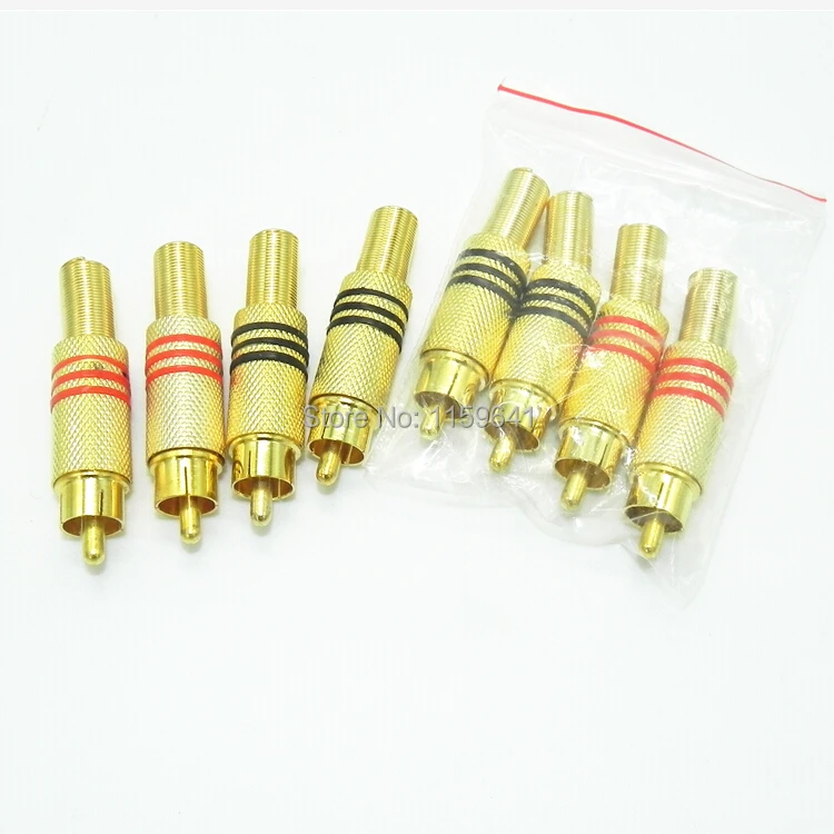 200 шт. аудиоразъем rca с золотым разъемом RCA покрытием 24K металлический пружинный