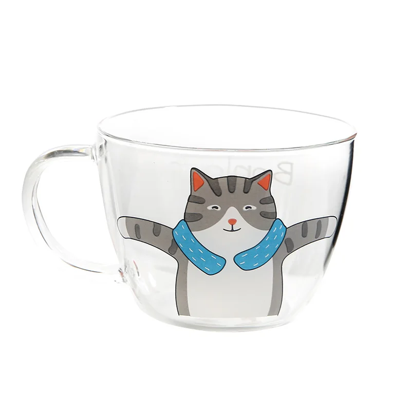 Kitty 350ml Милая японская горячая весна стеклянная кофейная кружка 350 мл Kawaii чайная пивная кружка термостойкая стеклянная кофейная чашка Zakka Прямая - Цвет: Kitty 350ml