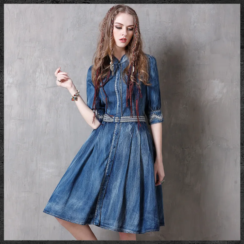 2017 бренд Для женщин одежда осень Новый стиль рукавом Джинсы для Винтаж ремень