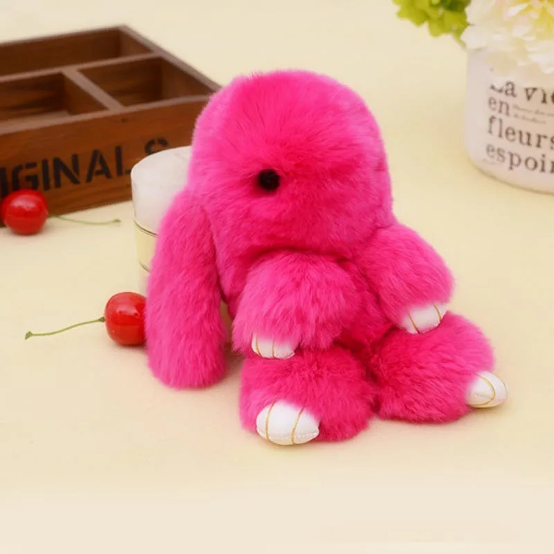 18 см Большой 100% натуральный кролик пушистый брелок для ключей женский меховой