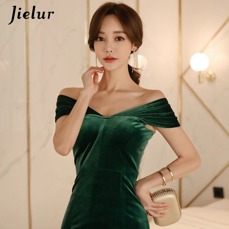 Jielur, элегантное платье для женщин, сплошной цвет, Pleuche, вечерние платья, с вырезом лодочкой, сексуальная посылка, облегающее платье в стиле хип-хоп