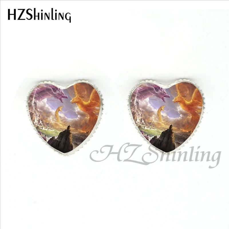 Новинка HER-006 серьги-гвоздики В Форме Старинной пары с сердцем и драконами ручной