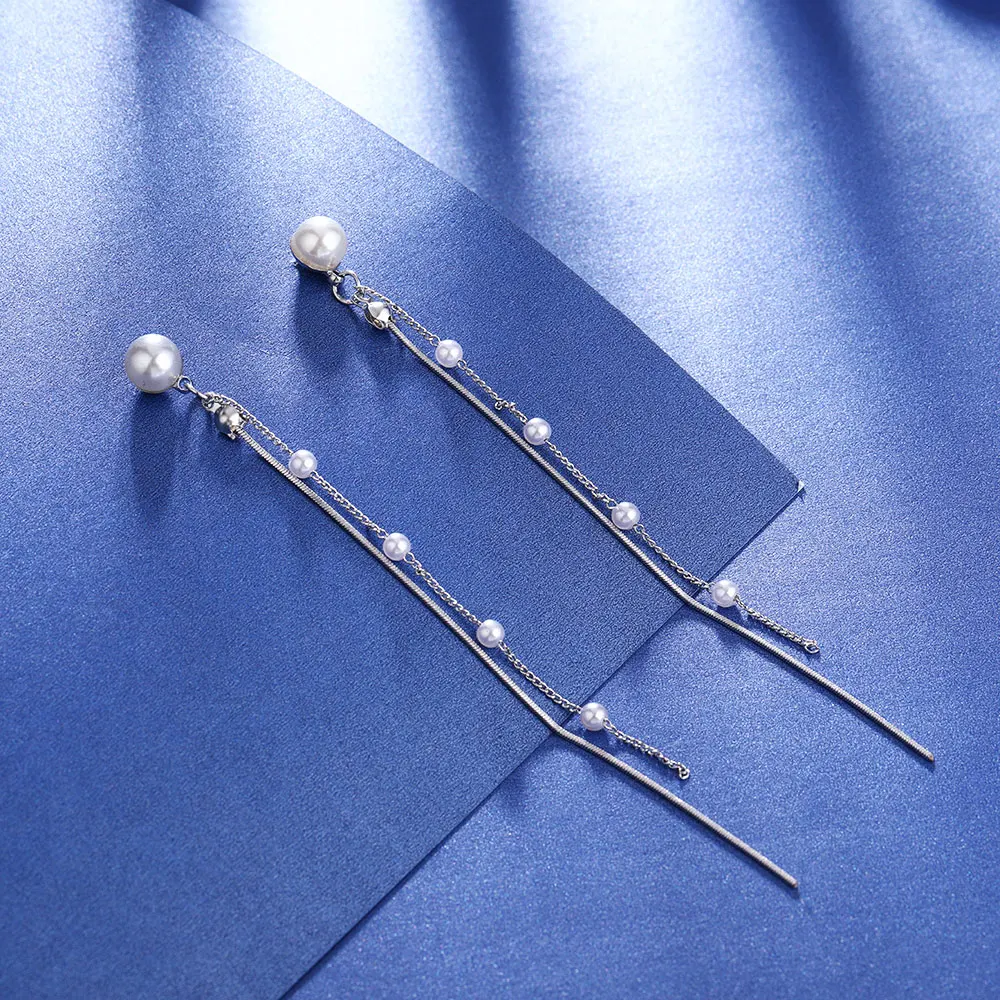 HanCheng модные висячие серьги с жемчугом длинные ювелирные изделия корейские для