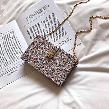 2019 Новая модная цепочка на одно плечо BagSequins женская сумка классическая сияющая