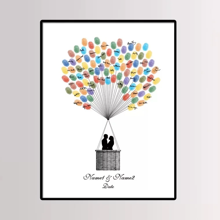 

Custom Name Date lovers wedding Fingerprint Signature Guest Book Wedding Gift Party Supplies Wedding Decoration