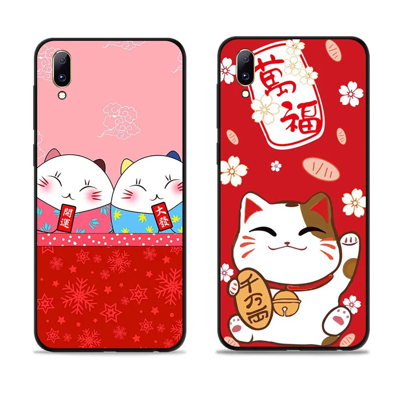 For Vivo Y97 case mobile phone shell lucky cat soft silicone VivoY97 protective cover Y 97 V1813A cases coque | Мобильные телефоны