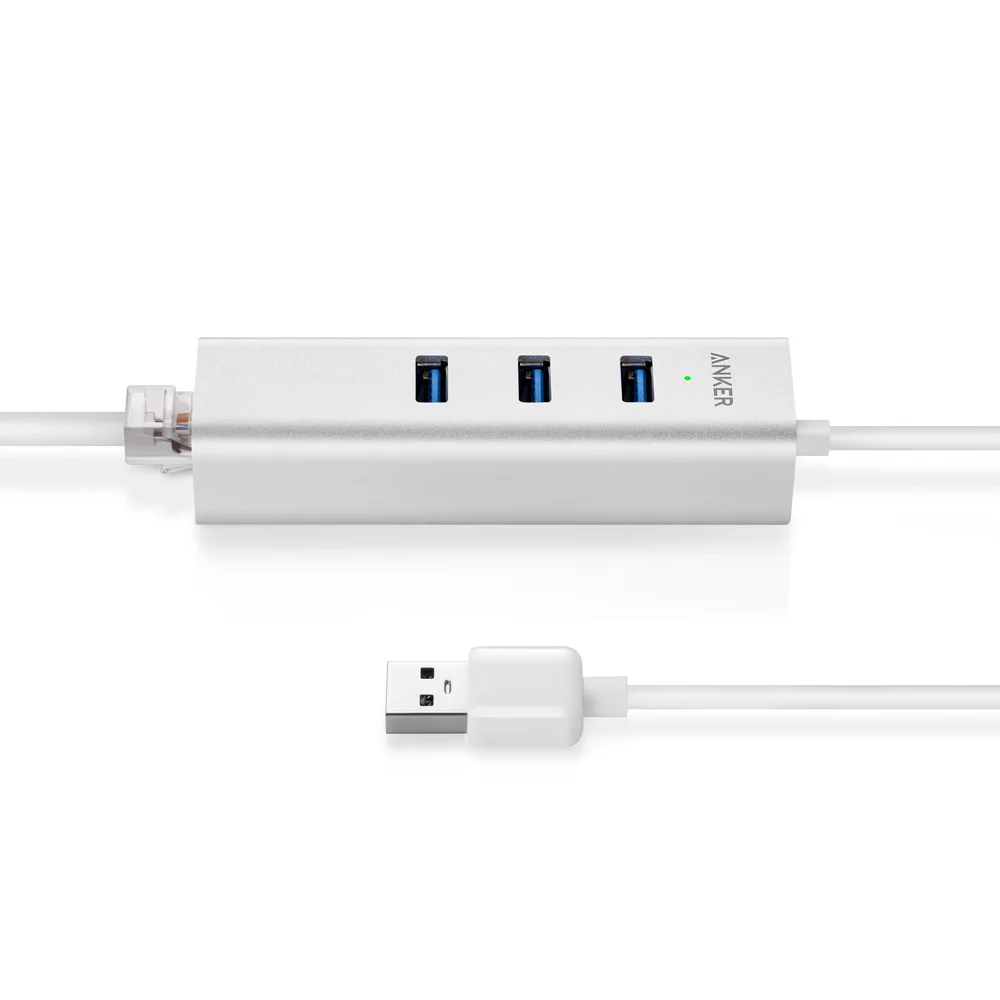 Anker Unibody 3 порта USB 0 и гигабитный Ethernet концентратор 1 фута кабель [Ethernet порт RTL8153