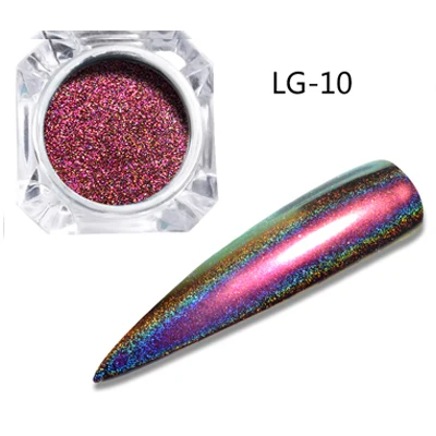 LG10 0,2 г/кор. голографические блестящие лазерные Порошковые блестки для ногтей маникюр Дизайн ногтей хром пигмент ногти "сделай сам" 12 цветов на выбор - Цвет: LG10