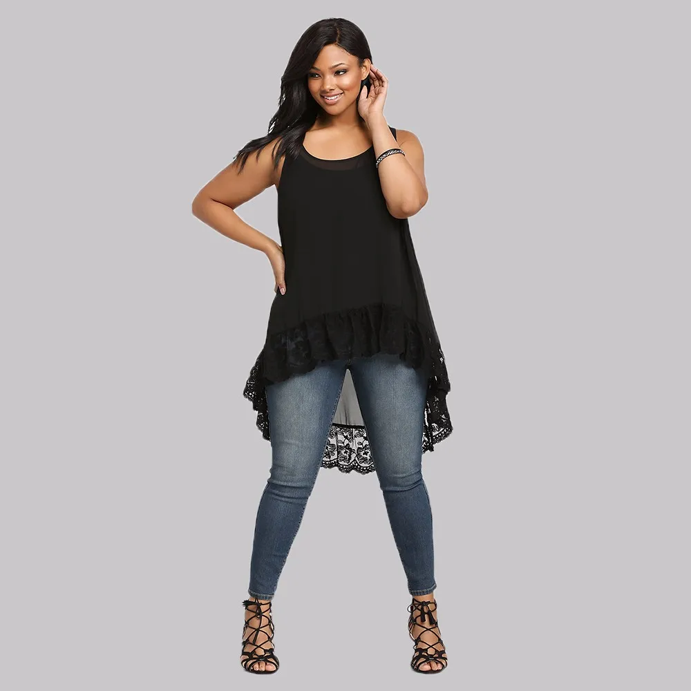 Женская одежда больших размеров 2018 летние топы женские блузки черные кружевные