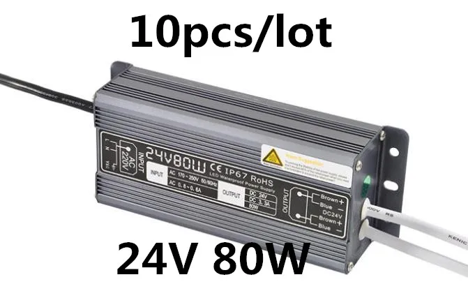 

3 years warranty 10PCS DC 24V 80W waterproof led driver Access control driver adapter led light transformer 3.3A power charger