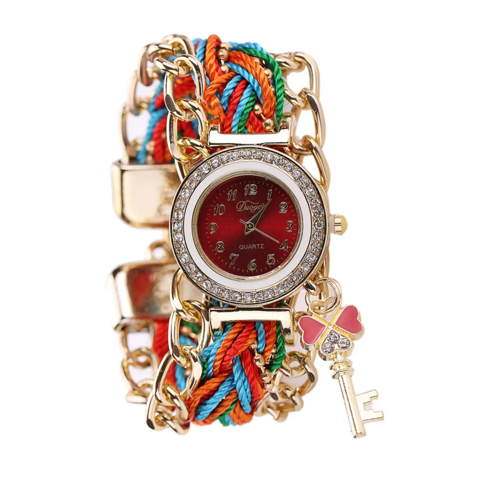 Новинка 2018 женские ручные часы с плетением роскошные браслетом золотыми