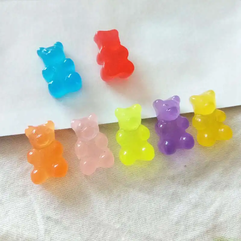 100 шт. Конфета из Смолы миниатюрный кабошон с плоским основанием Qq Gummy конфеты красивый дизайн с медведем Смола сахар кукольный домик Diy