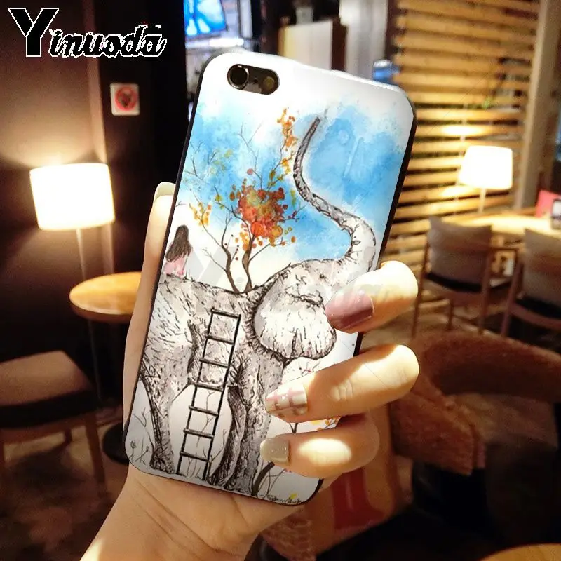 Yinuoda elephant animal indian DIY Painted Phone Accessories Case for iPhone 5 5Sx 6 7 7plus 8 8Plus X XS MAX XR case | Мобильные