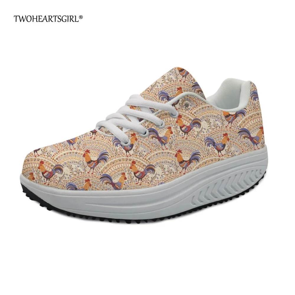 

Twoheartsgirl Trendy Fashion 2018 Chicken Flower Swing Shoes Health Platform Shoes for Women Breathable Ladies Slimming Shoes