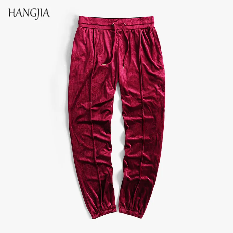 Kanye West Velour Joggers Pants Streetwear Red Black Gray Sweatpants Oversized Hip hop Velvet Pants for Men Trousers Casual