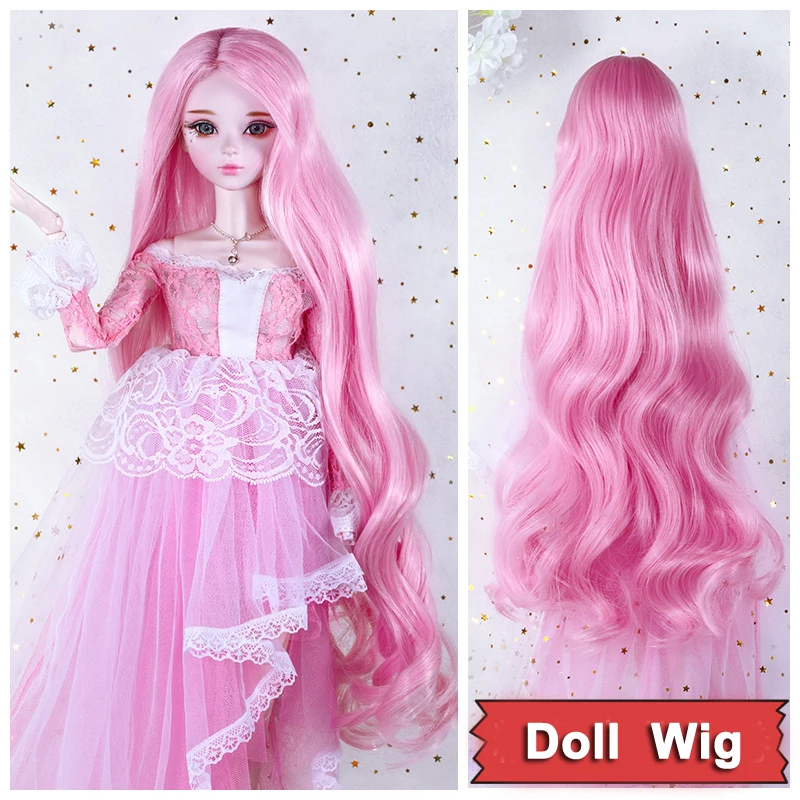 Цвет Bjd парик куклы розовые длинные вьющиеся волосы для девочек кукол 60 см 1/3