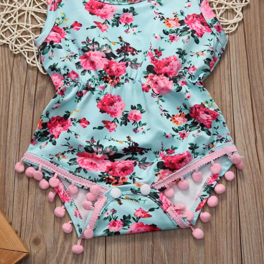 С модным принтом милый Nouveau-NE хлопок Enfant Bebe Florales Pour Filles Combinaison Grenouillère Maillots | Мать и