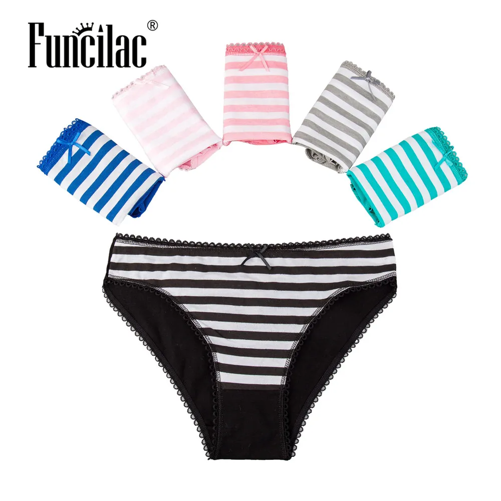 FUNCILAC женское нижнее белье хлопковые полосатые бесшовные трусики с низкой