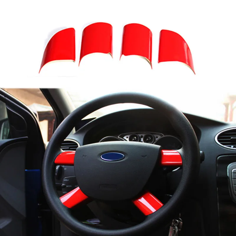 4pcs Red 4 шт. декоративные наклейки на руль из нержавеющей стали для 2005-2011 Ford Focus 2 MK2 автомобильные аксессуары - Название цвета: 4pcs Red