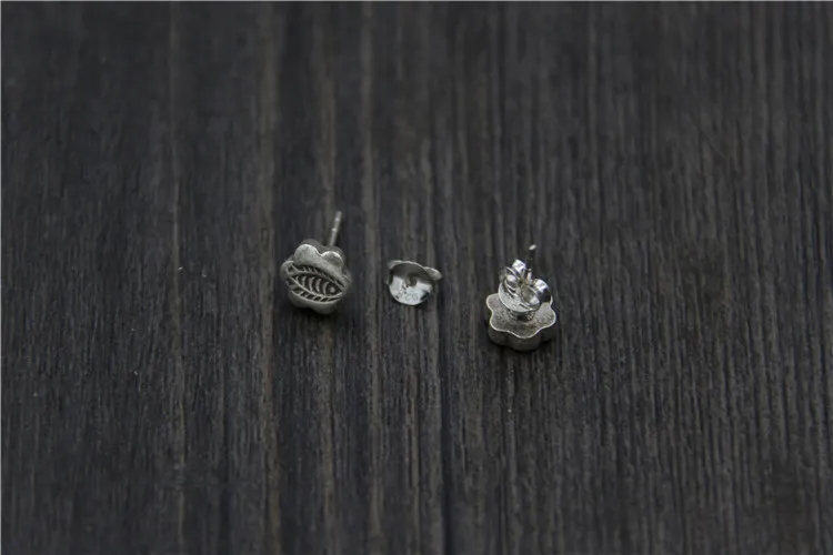 Handmade Silver S925 Sterling Girls Earrings Vintage Ethnic Style Small Fish Flower Shape Stud | Украшения и аксессуары