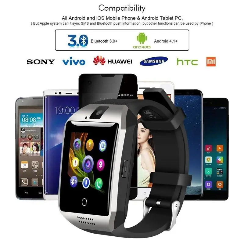 Smart Watch Men Waterproof IP67 Sim Card Android Cam Phone Sport Heart Rate Monitor IOS Compatible Better than dz09 | Электроника