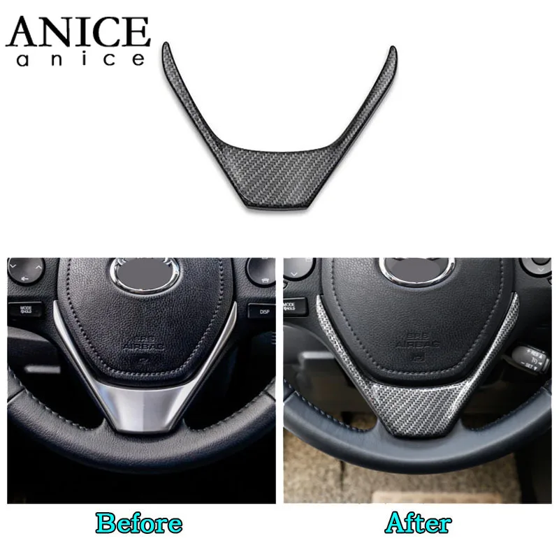 Carbon fiber color ABS Steering Wheel Frame Decorator Cover trim fit For toyota corolla Auris