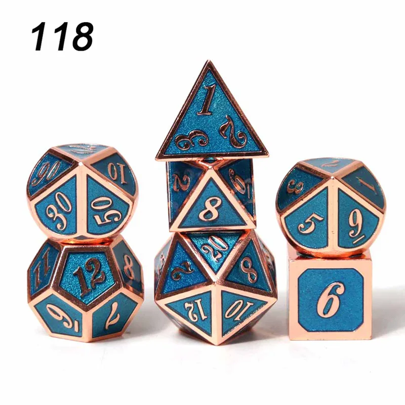 118 Chengshuo игральные кости DND Металл РГП набор многогранных подземелья Дракон d20 10 6 8 12 синий настольные игры цинковый сплав зеленый цифровой рисунок кости - Цвет: 118