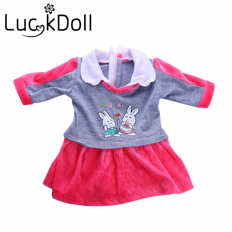 Платье LUCKDOLL с милым Кроликом Размер 18 дюймов американская кукла 43 см аксессуары