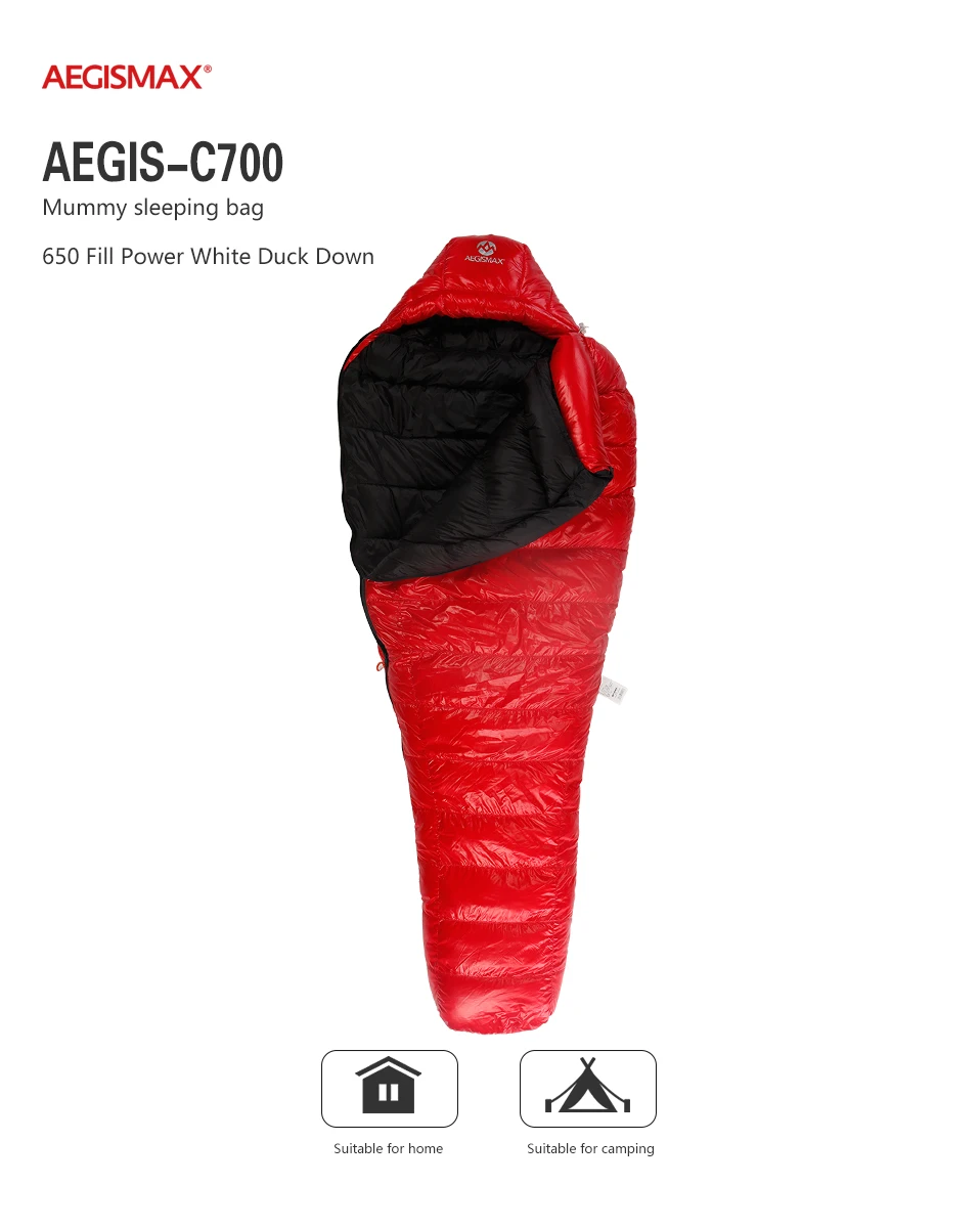 AEGISMAX C700 Открытый Кемпинг Зимний толстый теплый Мумия 650FP белый утиный пух спальный мешок